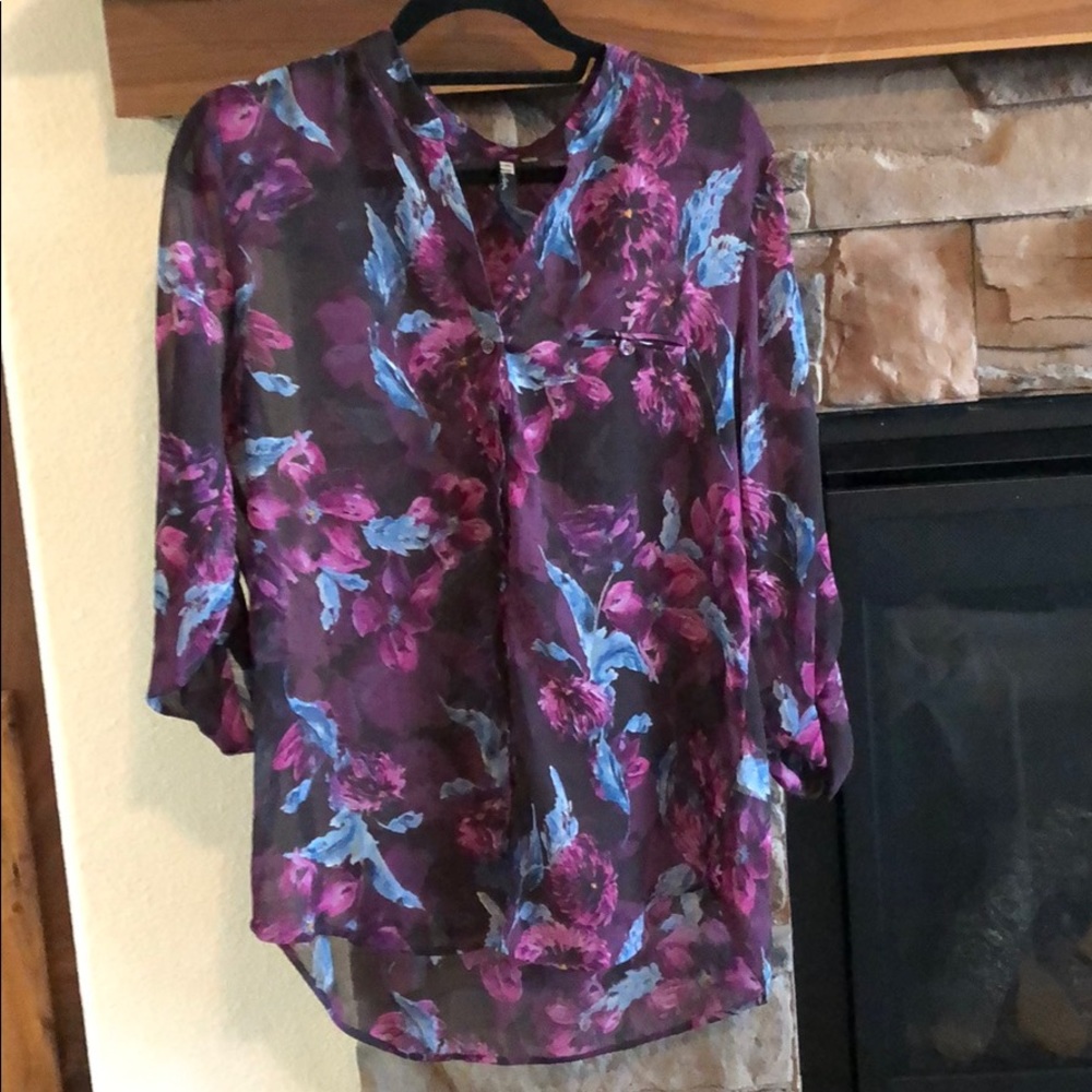 Sheer Purple Floral Blouse